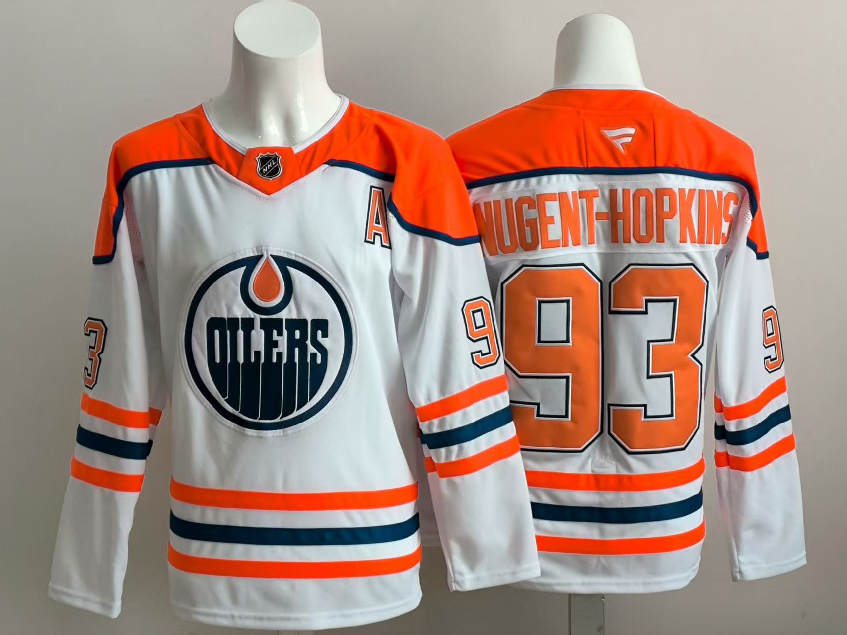 Men 2025 Edmonton Oilers 93 Nugent-Hopkins White Throwback NHL Jersey style 01